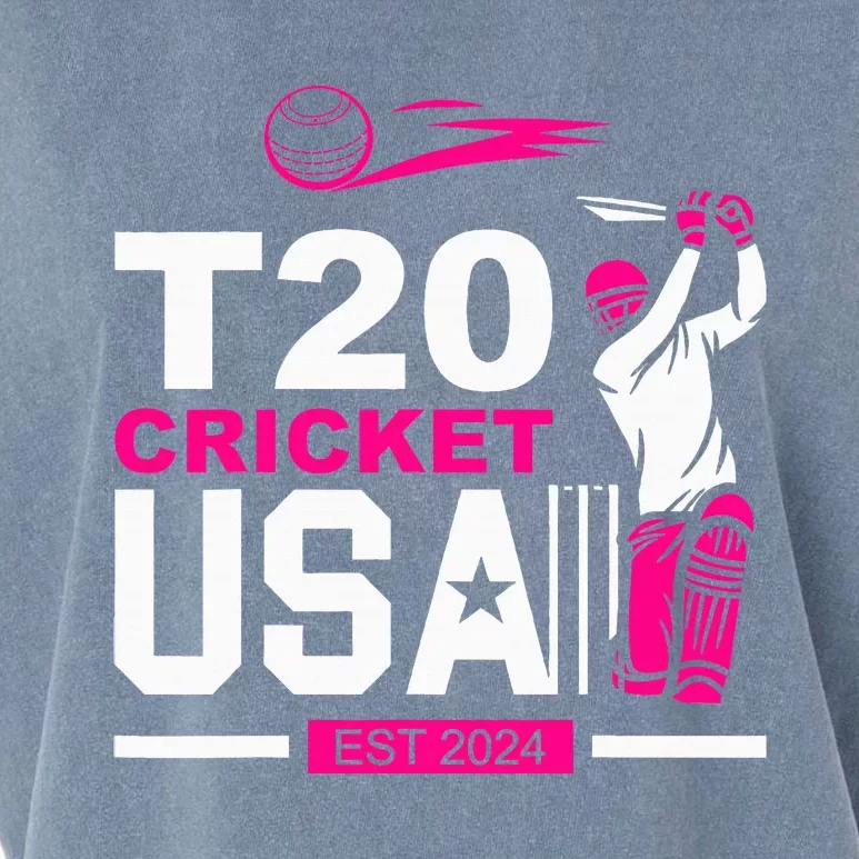 T20 Cricket 2024 Usa Cricket Fans Garment-Dyed Women's Muscle Tee