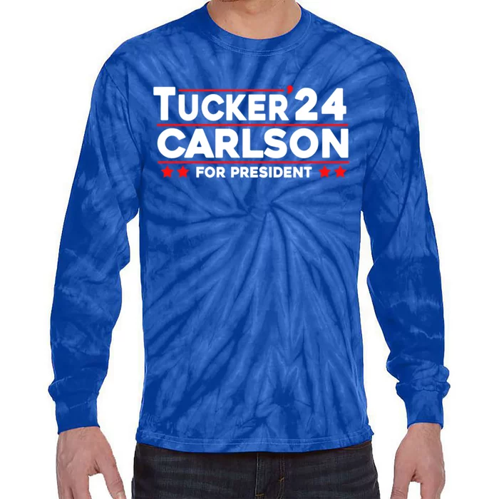 Tucker Carlson 2024 For President Tie-Dye Long Sleeve Shirt