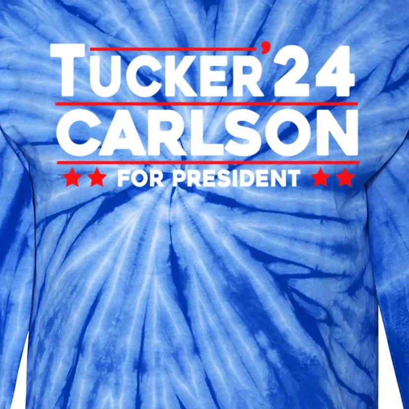 Tucker Carlson 2024 For President Tie-Dye Long Sleeve Shirt