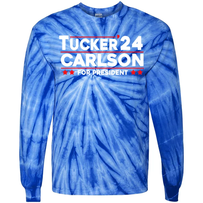 Tucker Carlson 2024 For President Tie-Dye Long Sleeve Shirt