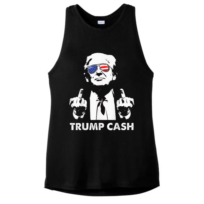 Trump Cash 2024 President Trump Supporter Reelection Ladies Tri-Blend Wicking Tank