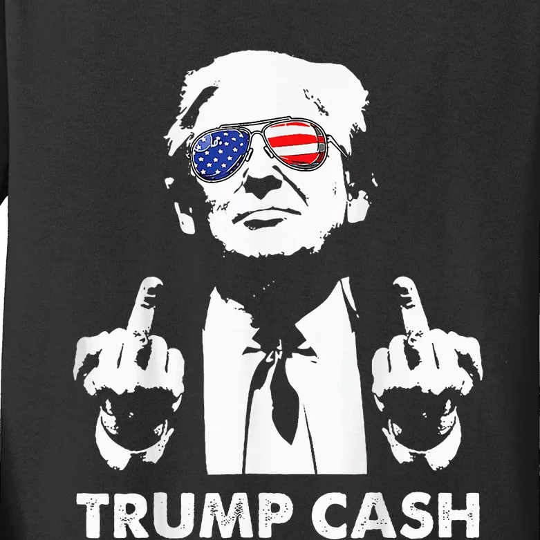 Trump Cash 2024 President Trump Supporter Reelection Kids Long Sleeve Shirt