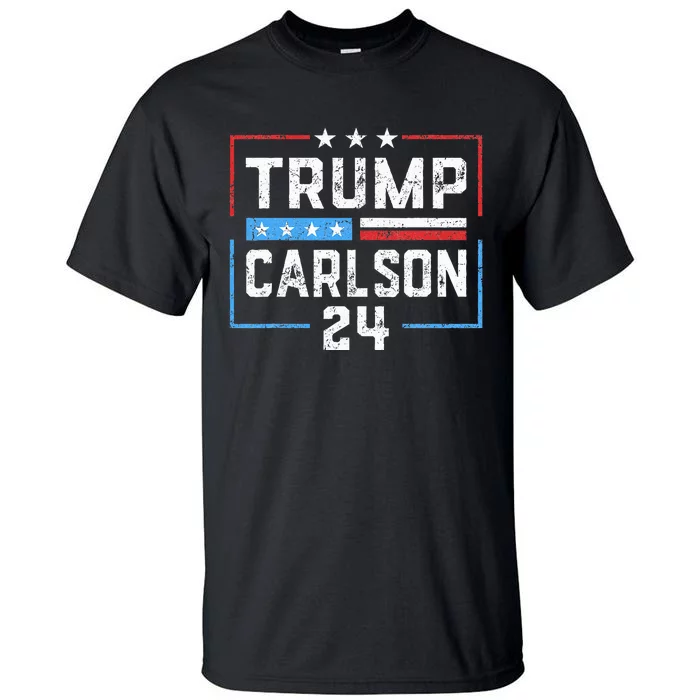 Trump Carlson 2024 President Election Pro America US Flag Tall T-Shirt