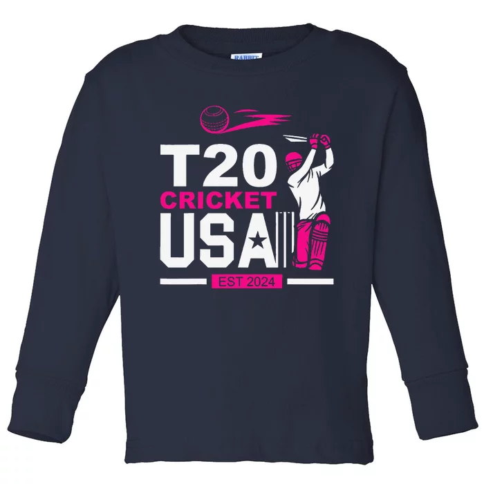 T20 Cricket 2024 Usa Cricket Fans Toddler Long Sleeve Shirt