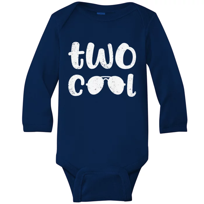 Two Cool 2nd Birthday Gift 2 Year Old Boy Second Bday Baby Long Sleeve Bodysuit