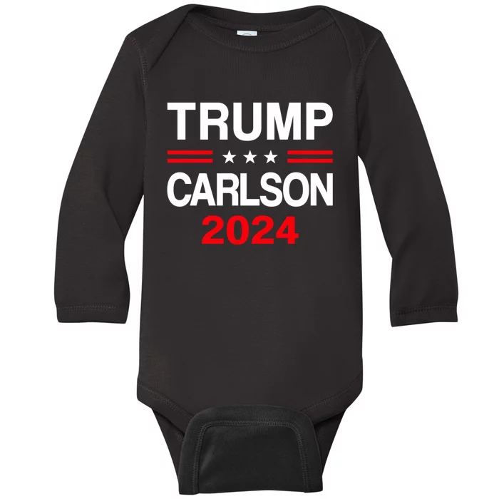 Trump Carlson 2024 President Election Pro America Baby Long Sleeve Bodysuit