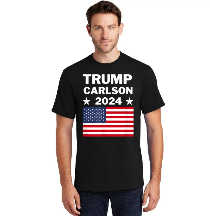 Trump Carlson 2024 President Election Pro America US Flag Tall T-Shirt