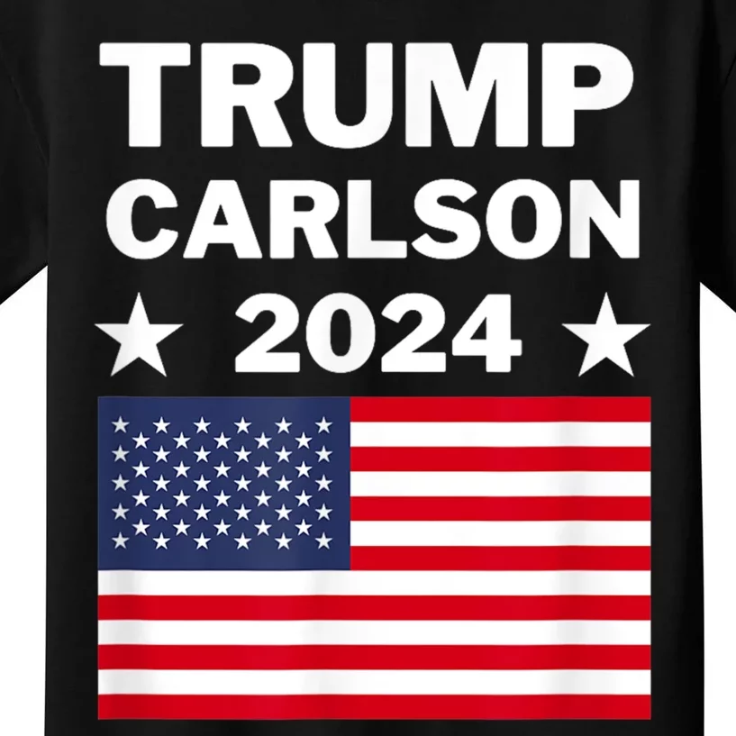 Trump Carlson 2024 President Election Pro America US Flag Kids T-Shirt