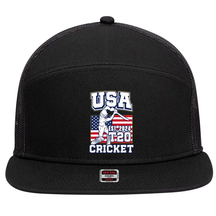 T20 Cricket 2024 Usa Cricket Fans 7 Panel Mesh Trucker Snapback Hat