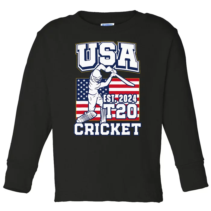 T20 Cricket 2024 Usa Cricket Fans Toddler Long Sleeve Shirt