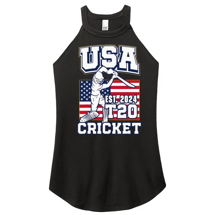 T20 Cricket 2024 Usa Cricket Fans Women’s Perfect Tri Rocker Tank