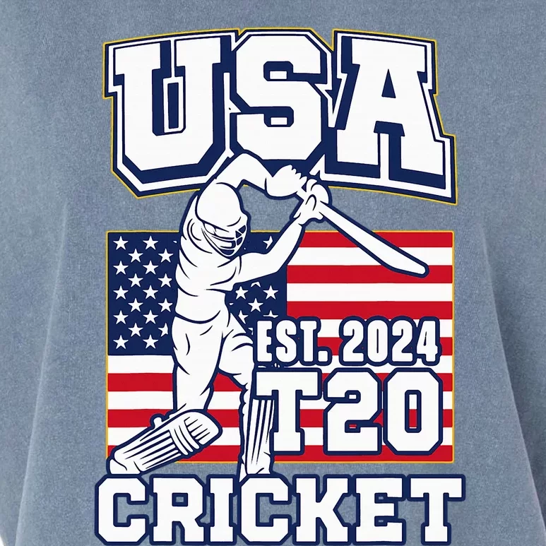 T20 Cricket 2024 Usa Cricket Fans Garment-Dyed Women's Muscle Tee