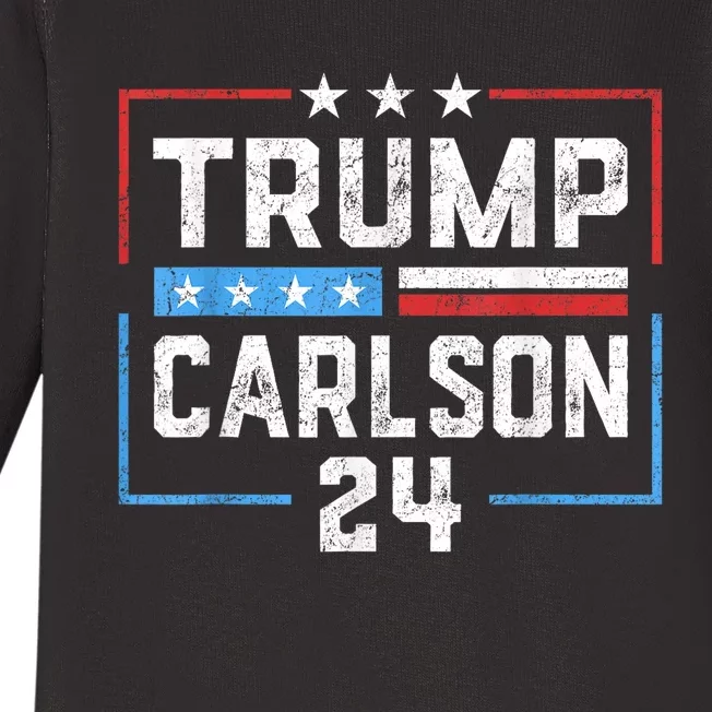 Trump Carlson 2024 President Election Pro America Us Flag Baby Long Sleeve Bodysuit