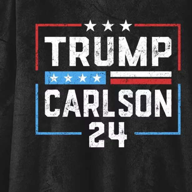 Trump Carlson 2024 President Election Pro America US Flag Hooded Wearable Blanket