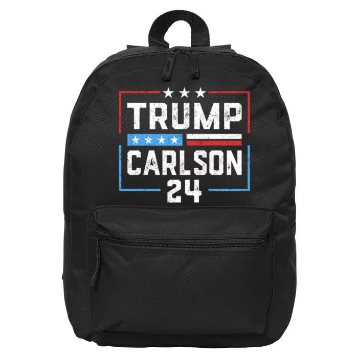 Trump Carlson 2024 President Election Pro America US Flag 16 in Basic Backpack