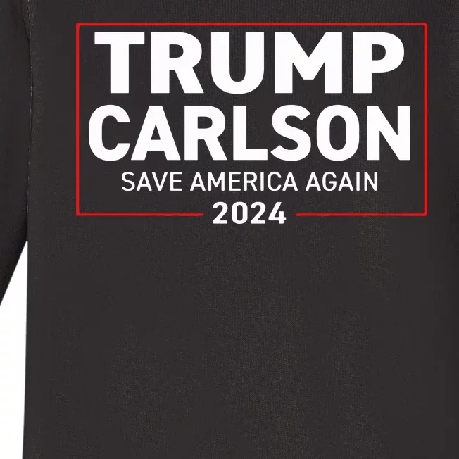 Trump Carlson 2024 President Election Pro America US Flag Baby Long Sleeve Bodysuit