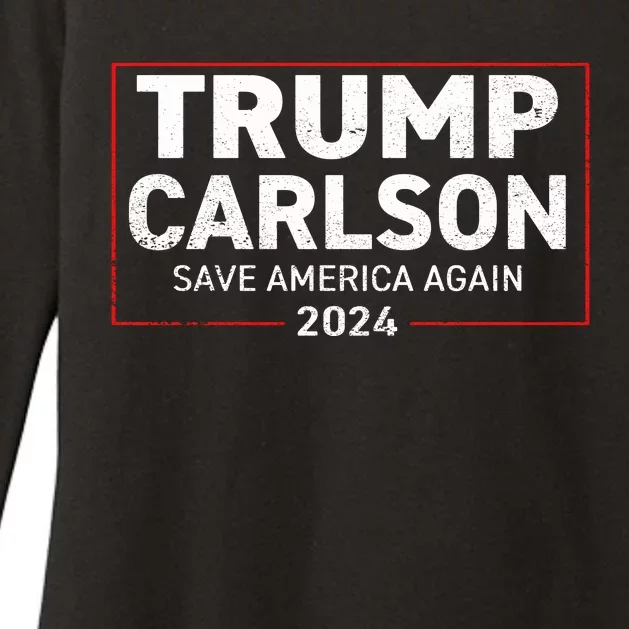 Trump Carlson 2024 Distressed President Election Pro America US Flag Womens CVC Long Sleeve Shirt