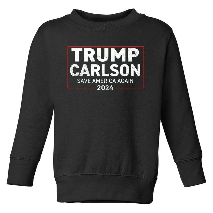 Trump Carlson 2024 Distressed President Election Pro America US Flag Toddler Sweatshirt