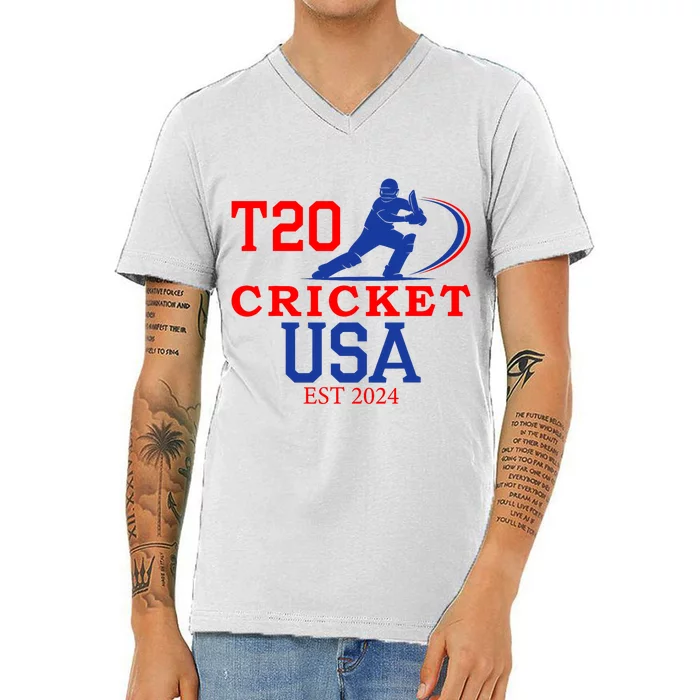 T20 Cricket 2024 Usa V-Neck T-Shirt