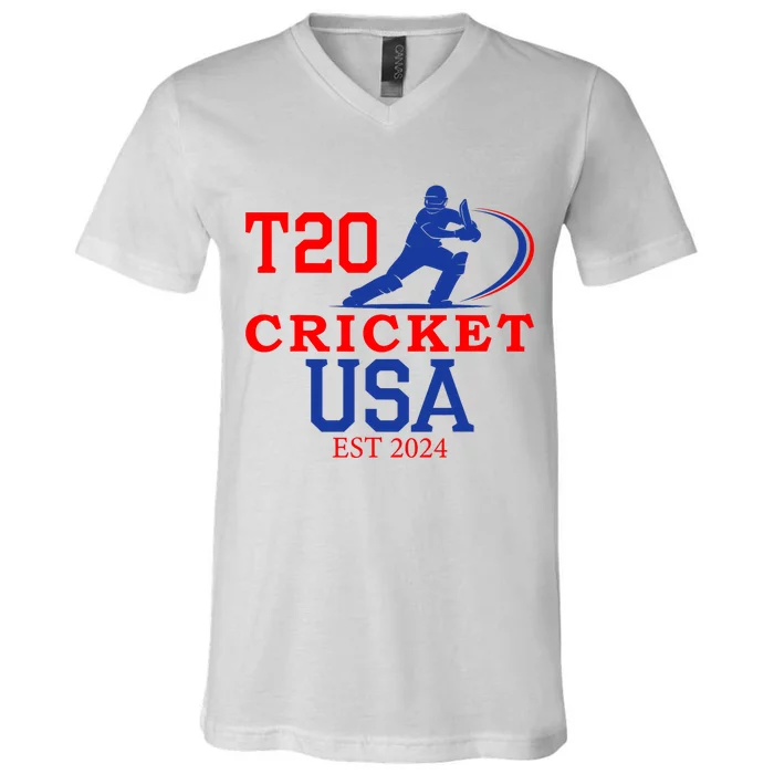 T20 Cricket 2024 Usa V-Neck T-Shirt