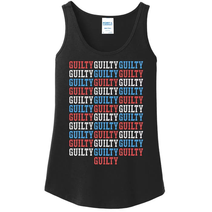 Trump Convicted 34 Felony Crimes Red White Blue Ladies Essential Tank