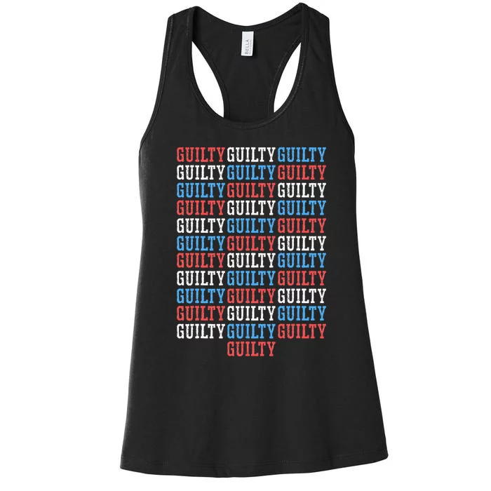 Trump Convicted 34 Felony Crimes Red White Blue Women's Racerback Tank