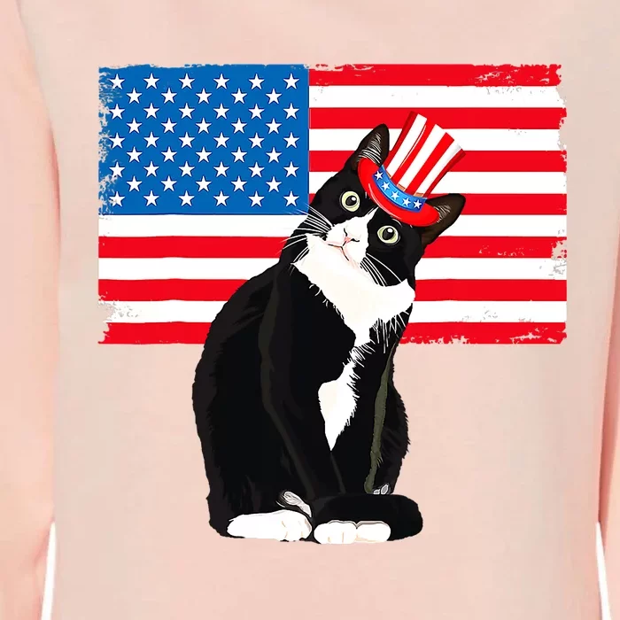 Tuxedo Cat 4th Of July Patriotic Tee Gifts Womens California Wash Sweatshirt