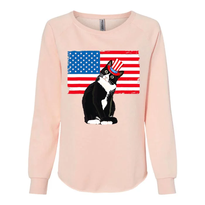 Tuxedo Cat 4th Of July Patriotic Tee Gifts Womens California Wash Sweatshirt