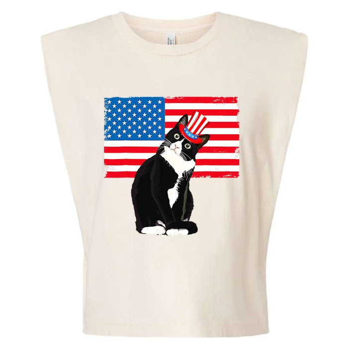 Tuxedo Cat 4th Of July Patriotic Tee Gifts Garment-Dyed Women's Muscle Tee