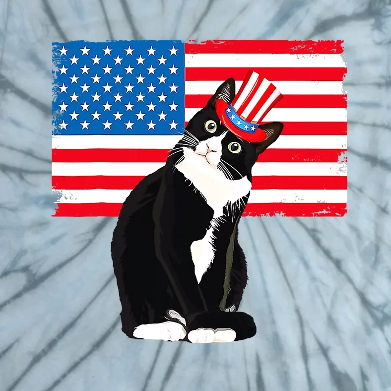 Tuxedo Cat 4th Of July Patriotic Tee Gifts Tie-Dye T-Shirt