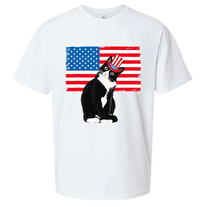 Tuxedo Cat 4th Of July Patriotic Tee Gifts Sueded Cloud Jersey T-Shirt