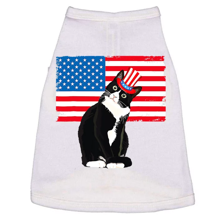 Tuxedo Cat 4th Of July Patriotic Tee Gifts Doggie Tank