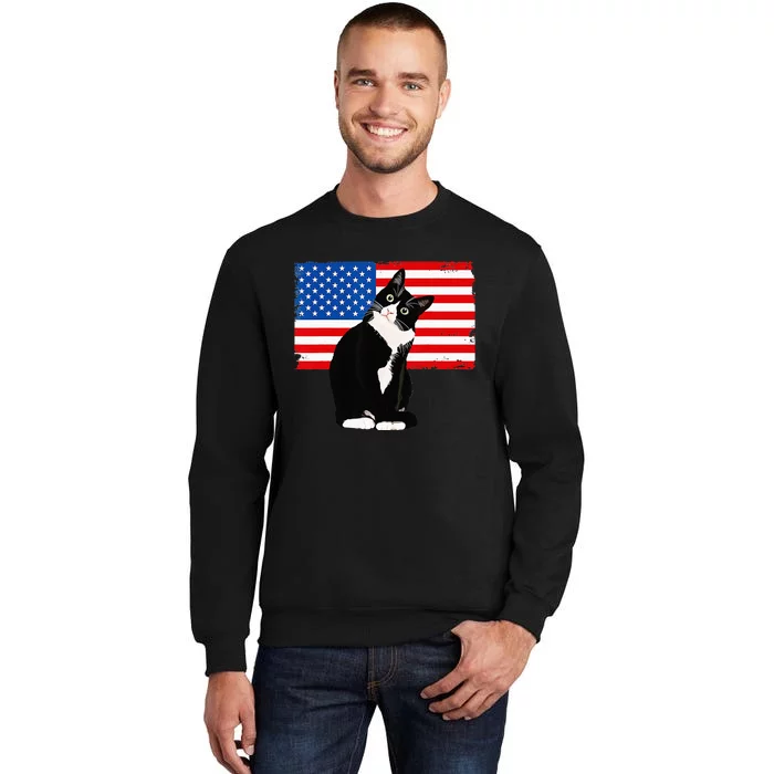 Tuxedo Cat 4th of July Patriotic Tee Sweatshirt