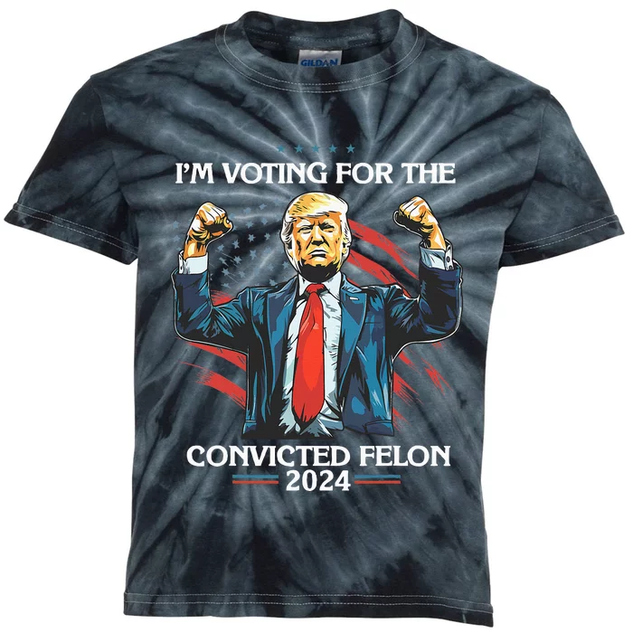 Trump Convict 45 IM Voting For A Convicted Felon Kids Tie-Dye T-Shirt