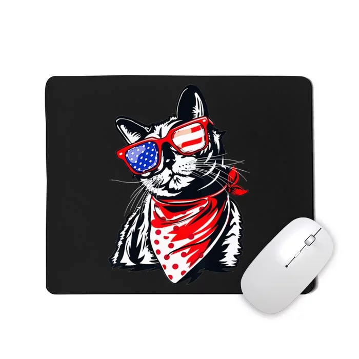 Tuxedo Cat 4th of July Patriotic Gift Mousepad