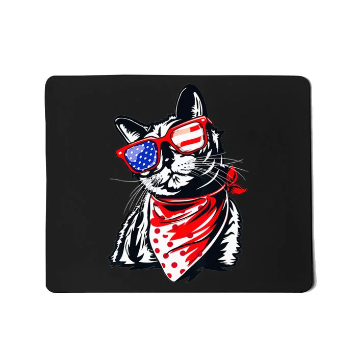 Tuxedo Cat 4th of July Patriotic Gift Mousepad