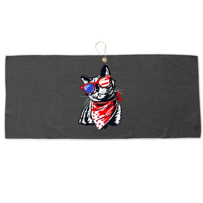 Tuxedo Cat 4th of July Patriotic Gift Large Microfiber Waffle Golf Towel