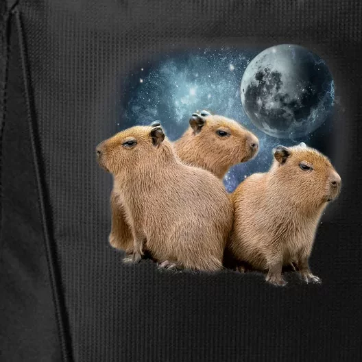 Three Capybaras And Moon Funny Capybara Humor Parody City Backpack