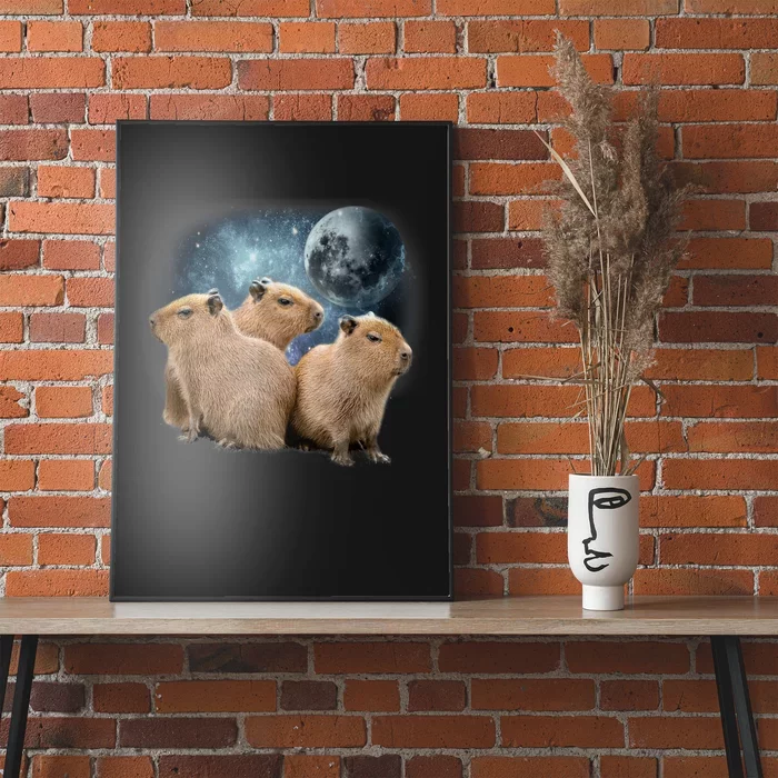 Three Capybaras And Moon Funny Capybara Humor Parody Poster