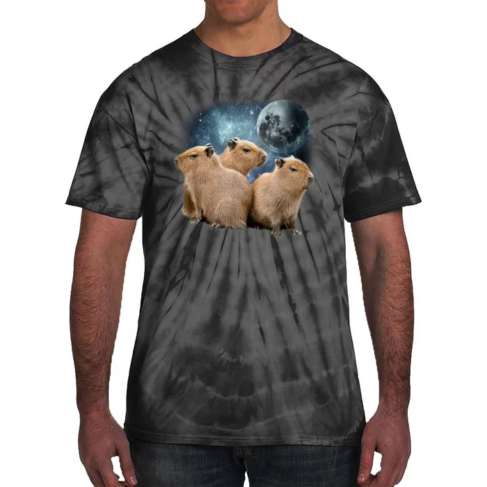 Three Capybaras And Moon Funny Capybara Humor Parody Tie-Dye T-Shirt