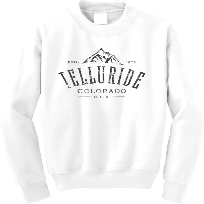 Telluride Colorado Awesome Mountain Design Souvenir Kids Sweatshirt