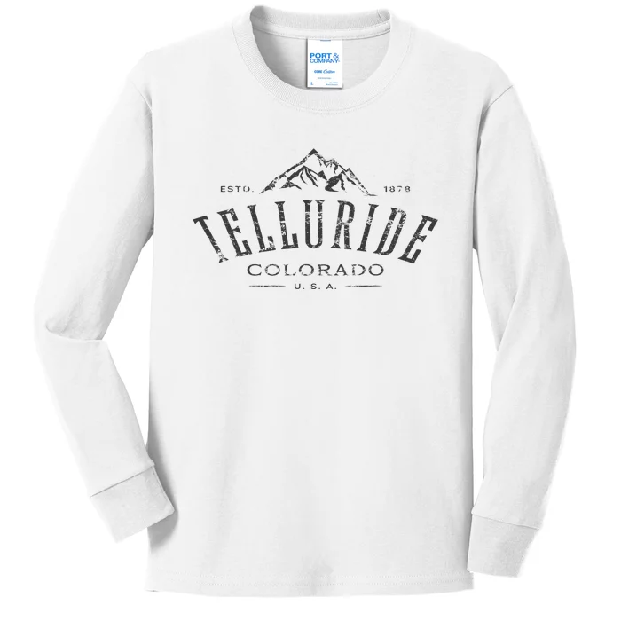 Telluride Colorado Awesome Mountain Design Souvenir Kids Long Sleeve Shirt