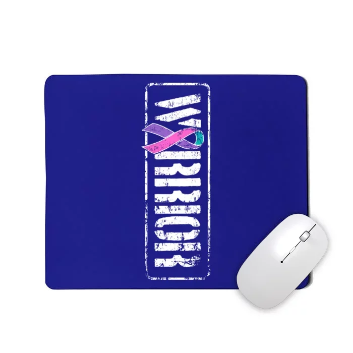 Thyroid Cancer Awareness Great Gift Sideways Military Warrior Ribbon Gift Mousepad