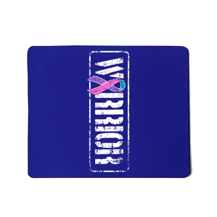 Thyroid Cancer Awareness Great Gift Sideways Military Warrior Ribbon Gift Mousepad