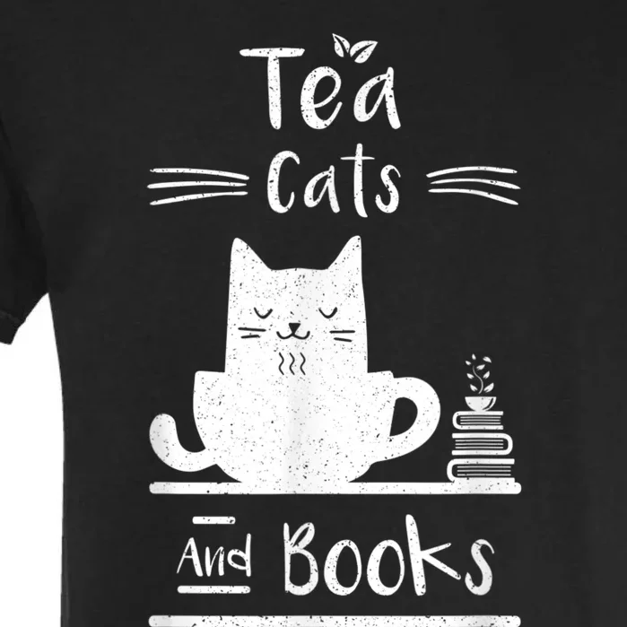 Tea Cats And Books Garment-Dyed Heavyweight T-Shirt