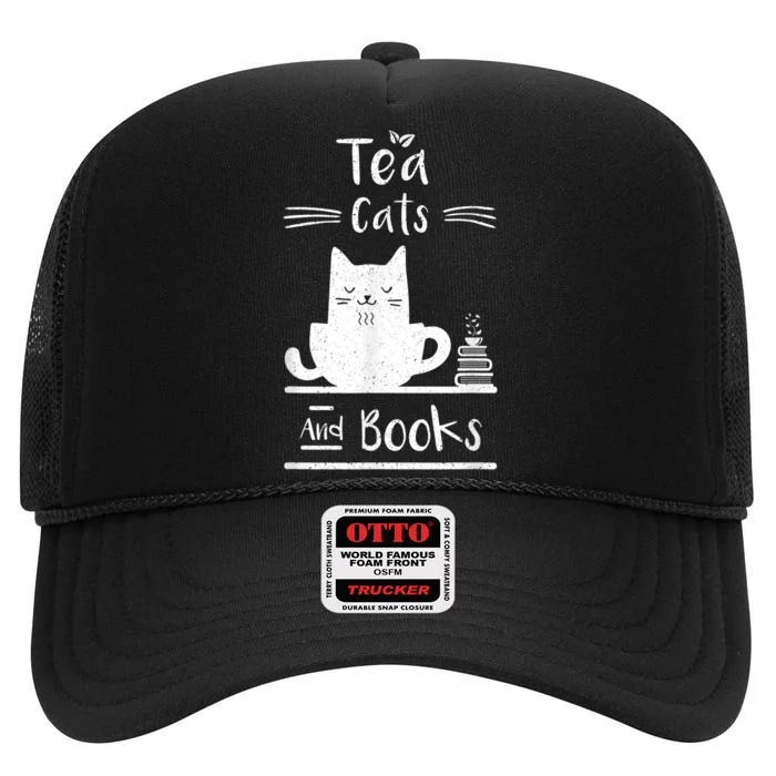 Tea Cats And Books High Crown Mesh Trucker Hat