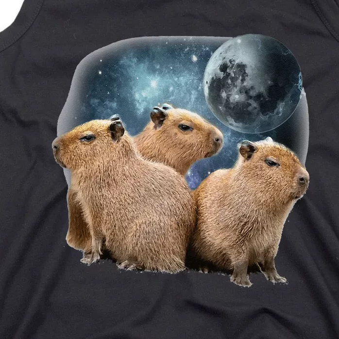 Three Capybaras And Moon Funny Capybara Humor Parody Tank Top