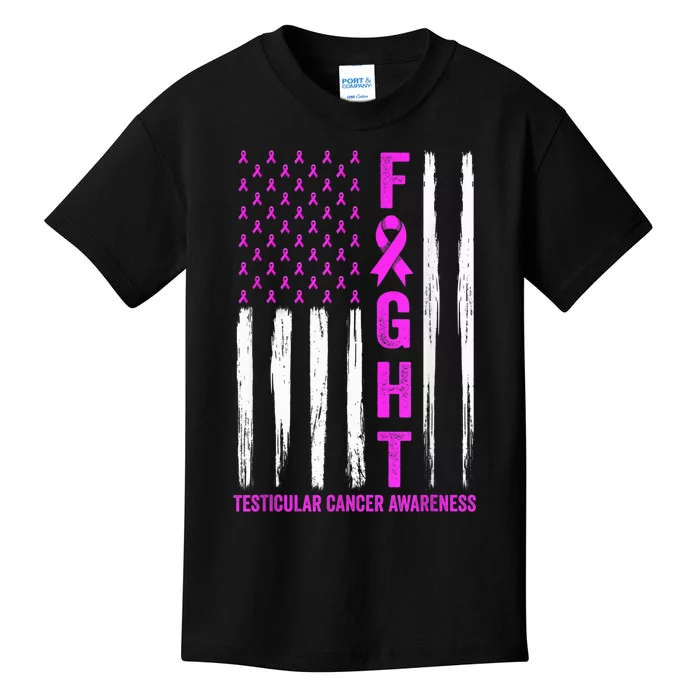 Testicular Cancer Awareness Orchid Ribbon Fight Support Kids T-Shirt