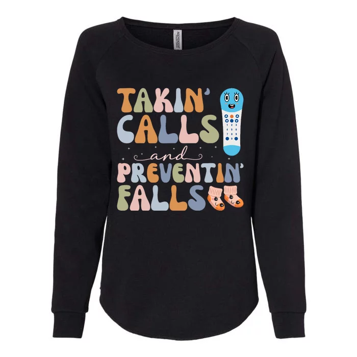 Takin Calls And Preventin Falls Thanksgiving Nurse Womens California Wash Sweatshirt