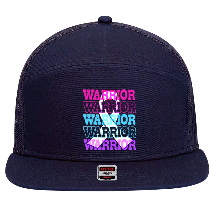 Thyroid Cancer Awareness Thyroid Cancer Warrior Gift 7 Panel Mesh Trucker Snapback Hat